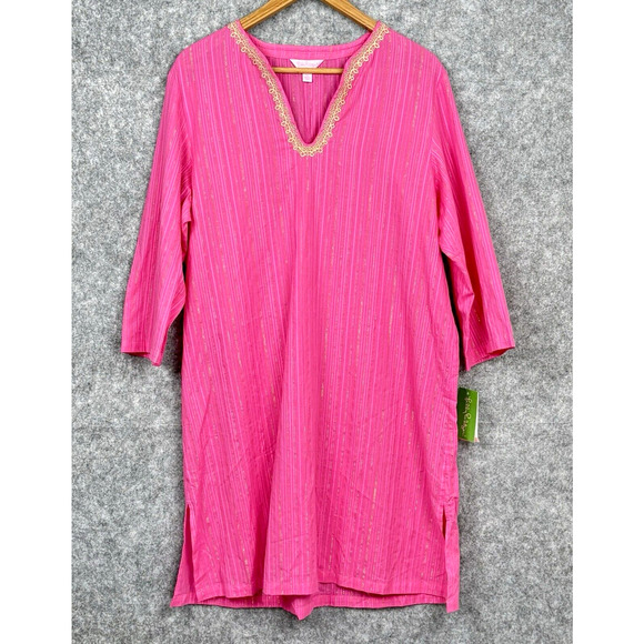 Lilly Pulitzer Pink Swim Coverup with Gold Accents - Picture 1 of 12